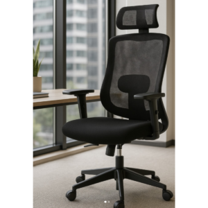 Cadeira Presidente Singular NR17 Relax Syncron Tela Braço 1D Preta Or Design