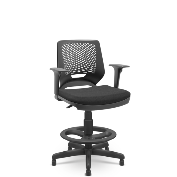 Cadeira Caixa Beezi Base Diretor Plaxmetal Poliéster Preta