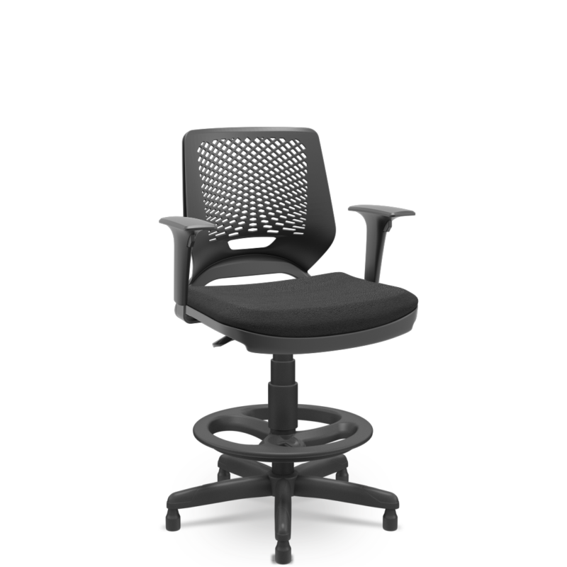 Cadeira Caixa Beezi Base Diretor Plaxmetal Poliéster Preta