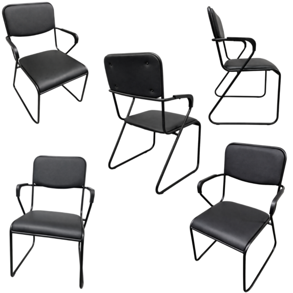 Cadeira Fixa Base Preta com Braço W-221 B.Hoff - Kit 05