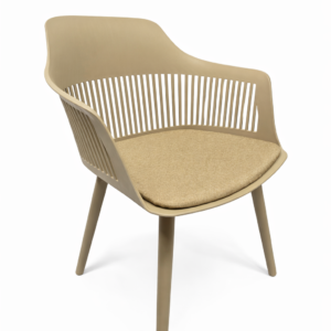 Cadeira Marcela com Assento Estofado em Linho Nude