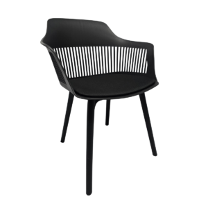 Cadeira Marcela com Assento Estofado em Linho Preta