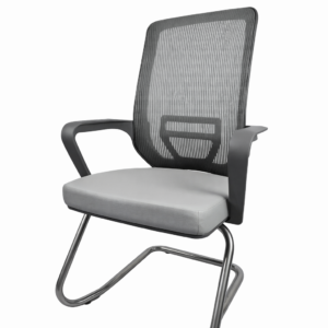 Cadeira Fixa Pé em S Adrix Plaxmetal Couro Eco Cinza