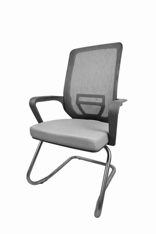 Cadeira Fixa Pé em S Adrix Plaxmetal Couro Eco Cinza