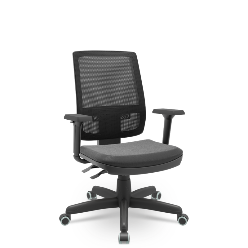 Cadeira Presidente Brizza Giratória BackSystem NR17 com Braços Shift 3D Assento Poliéster Plaxmetal Preta