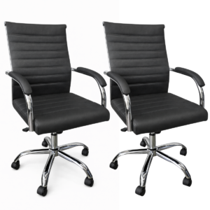 Cadeira Diretor Esteirinha Florença Relax PU Preta - Kit 02