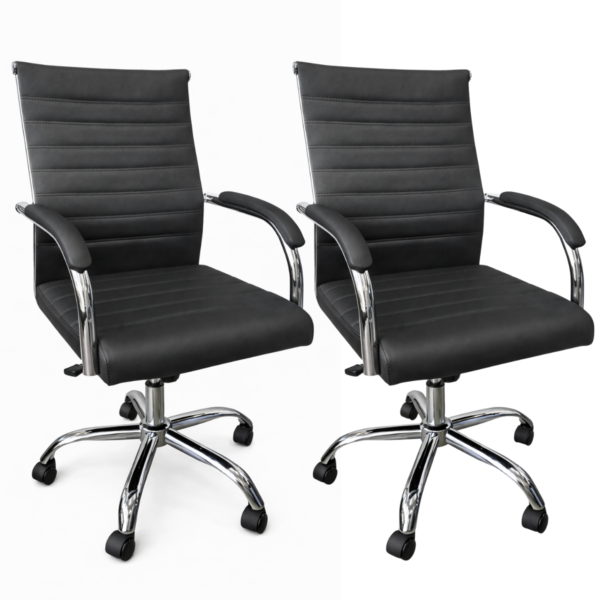 Cadeira Diretor Esteirinha Florença Relax PU Preta - Kit 02