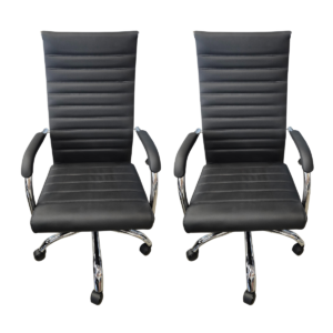 Cadeira Presidente Esteirinha Florença Relax PU Preta -Kit 2