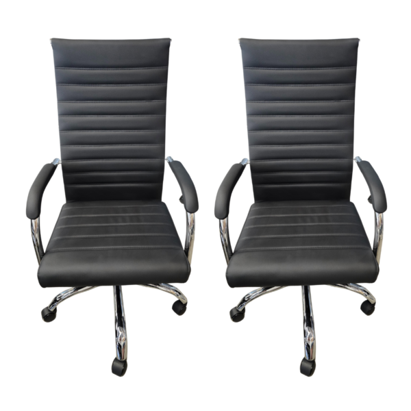 Cadeira Presidente Esteirinha Florença Relax PU Preta -Kit 2