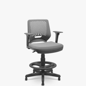 Cadeira Caixa Beezi Standard Plaxmetal Braços Reg Preta/CZA