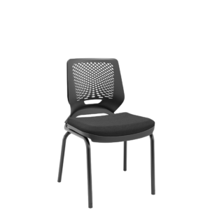 Cadeira de Escritório Fixa Aproximação Interlocutor 4 pés Beezi Base Preta Encosto Preto Assento Poliéster Plaxmetal