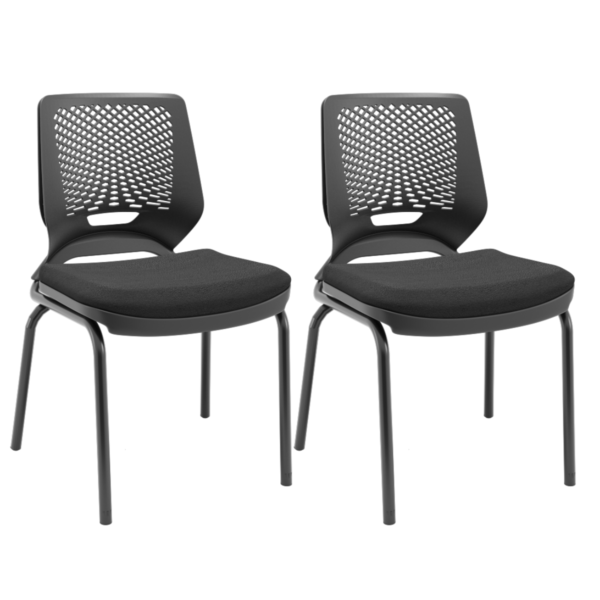 Cadeira Fixa 4 pés Beezi Assento Poliéster Plaxmetal- Kit 02