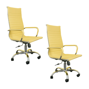 Kit 2 Cadeira Presidente Esteirinha Charles Eames Relax Bege