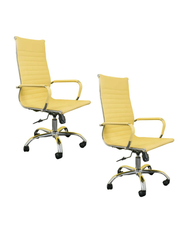 Kit 2 Cadeira Presidente Esteirinha Charles Eames Relax Bege