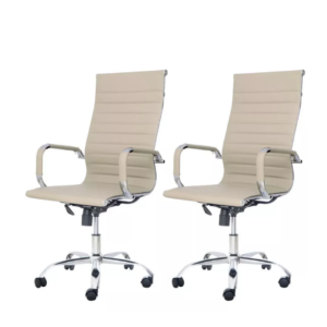Kit 2 Cadeira Presidente Esteirinha Charles Eames Relax Nude