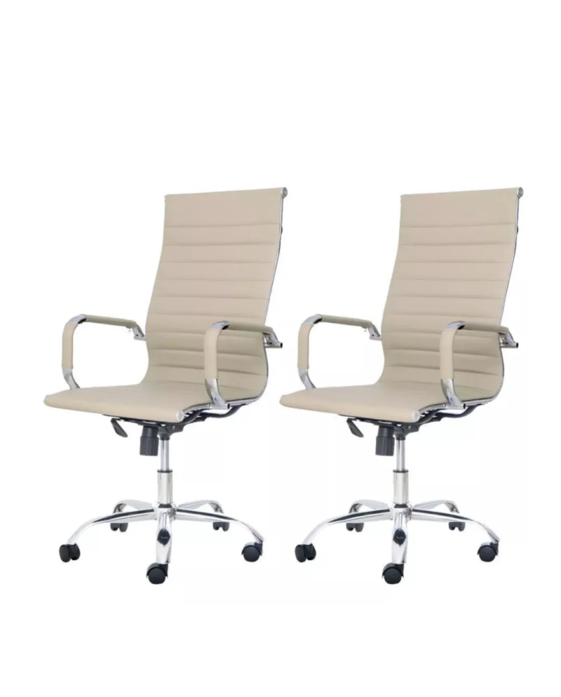 Kit 2 Cadeira Presidente Esteirinha Charles Eames Relax Nude