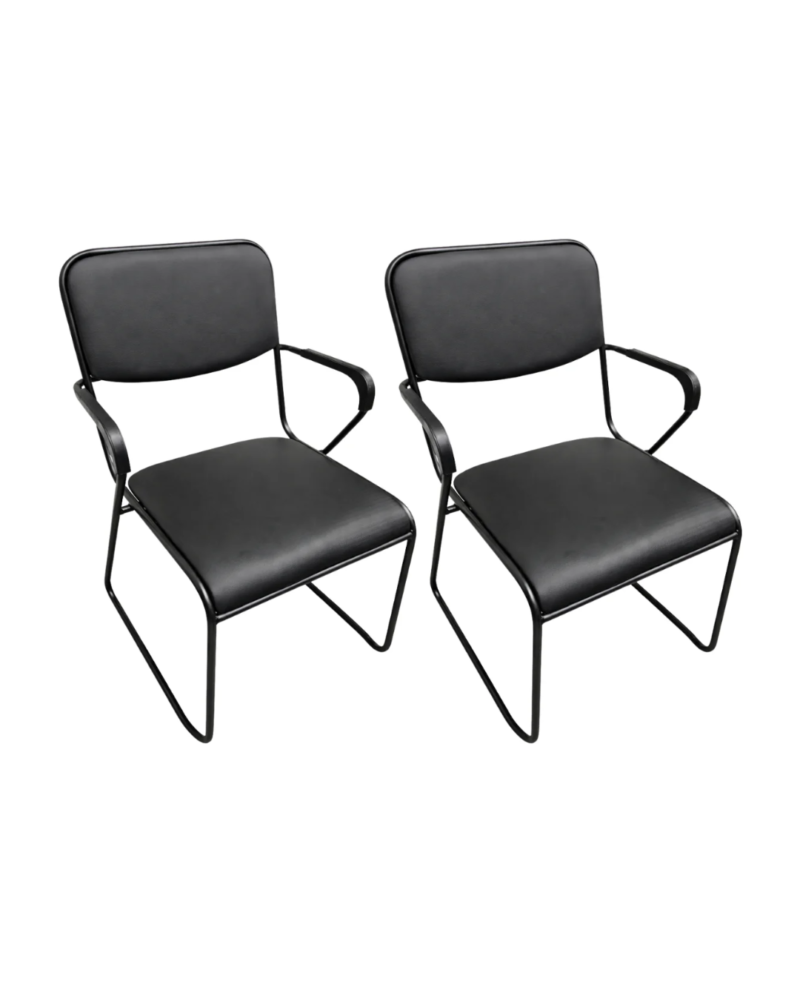 Cadeira Fixa Base Preta com Braço W-221 B.Hoff - Kit 02