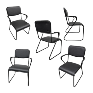 Cadeira Fixa Base Preta com Braço W-221 B.Hoff - Kit 05