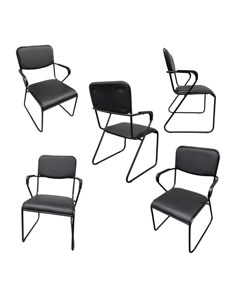 Cadeira Fixa Base Preta com Braço W-221 B.Hoff - Kit 05