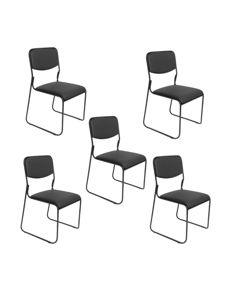 Cadeira Interlocutor Fixa Base Preta W-21 B.Hoff - Kit 05