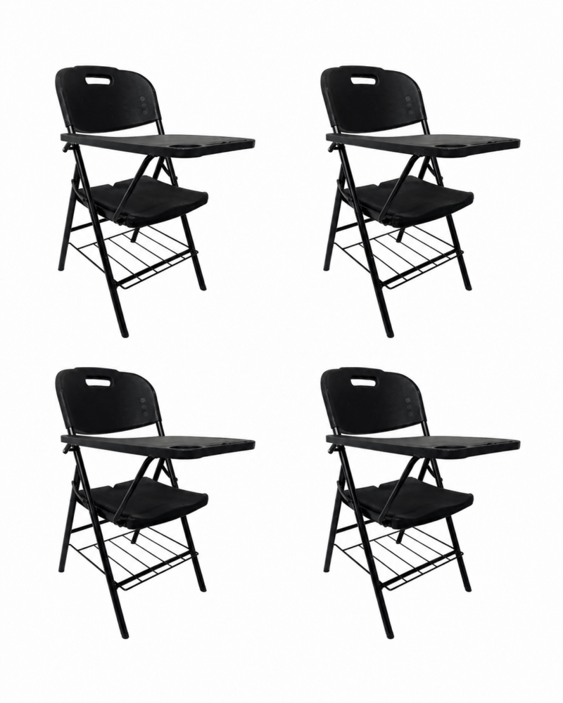 Kit 04 Cadeira Escolar Universitária Dobrável Prancheta