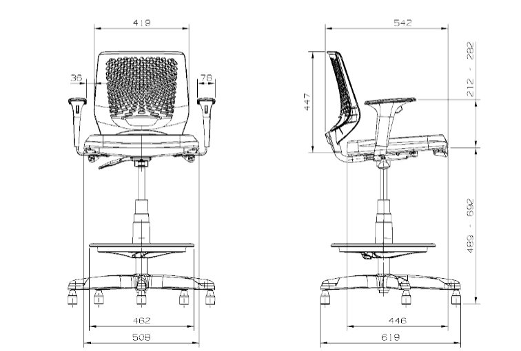 Cadeira Caixa Beezi Standard Plaxmetal Braços Reg Preta - Imagem 7
