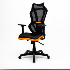Cadeira Escritório Presidente Gamer Vizon DZ Plaxmetal relaxsystem Preta/Laranja