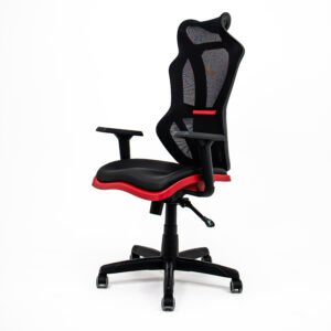 Cadeira Escritório Presidente Gamer Vizon DZ Plaxmetal Relaxsystem Preta/Vermelha