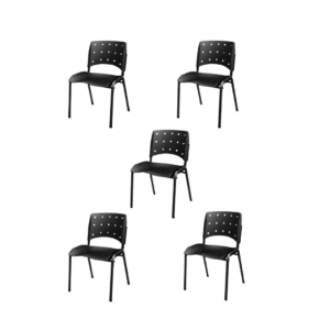 Ergoplax Kit 05 Cadeiras Fixas Empilháveis Plaxmetal Preta