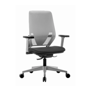 Cadeira Escritório Presidente Giratória Easyflex Rhodes Encosto Branco Braço Boss Poliéster Preto