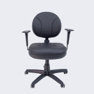 Cadeira Executiva Back System Operativa c/ Braços Reguláveis Revestimento Couro com Costura Plaxmetal Preta