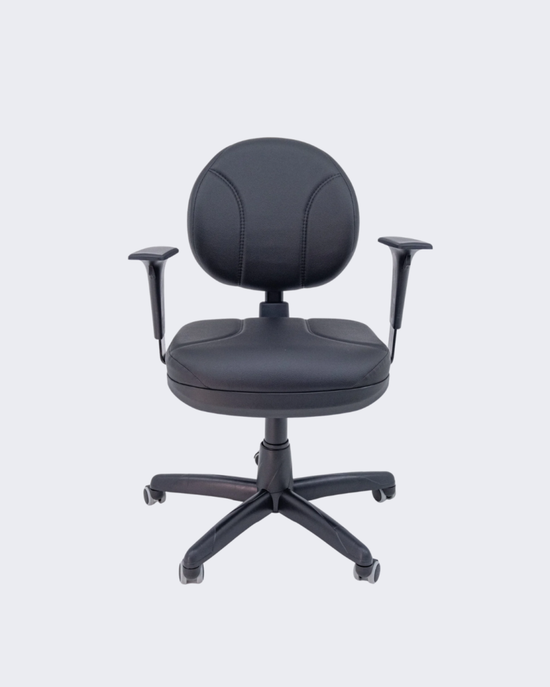 Cadeira Executiva Back System Operativa c/ Braços Reguláveis Revestimento Couro com Costura Plaxmetal Preta