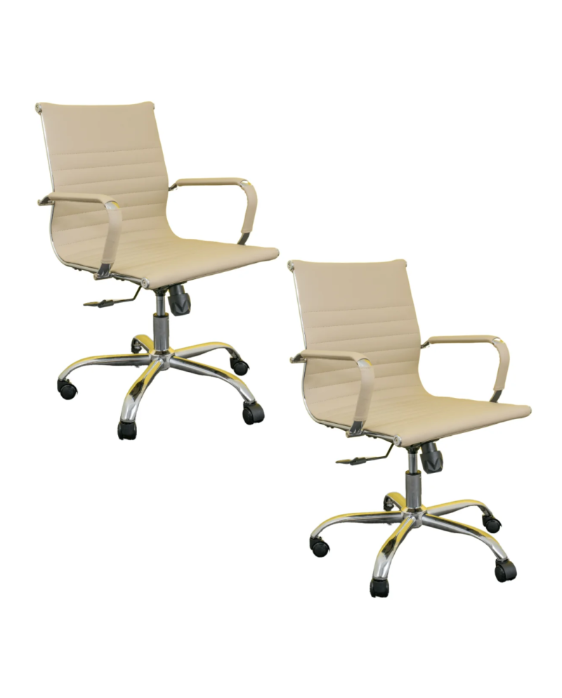 Kit 02 Cadeiras Diretor Esteirinha Charles Eames Relax Nude