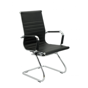 Cadeira Diretor Fixa Eames Relax Cromada Preta