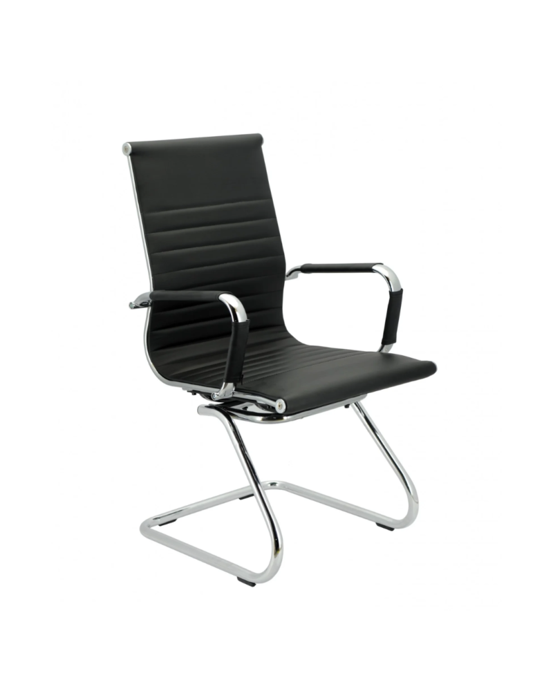 Cadeira Diretor Fixa Eames Relax Cromada Preta