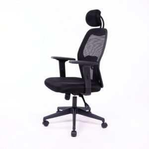 Cadeira Escritório Presidente Tela Mesh W-43C Preta Braço 2D