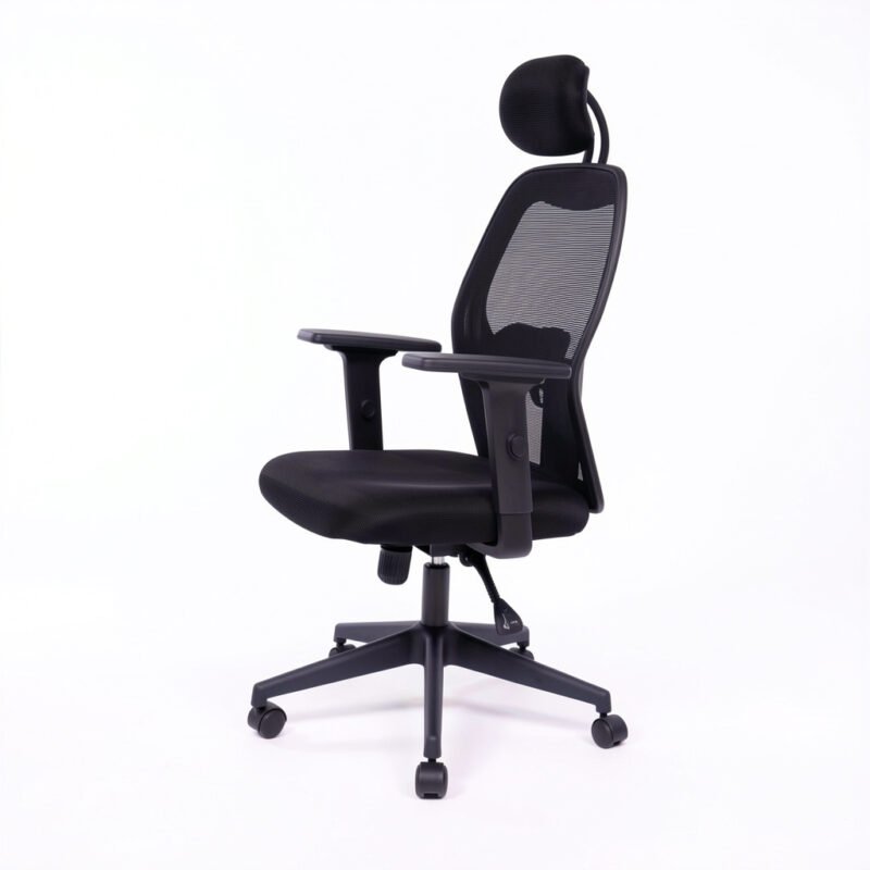 Cadeira Escritório Presidente Tela Mesh W-43C Preta Braço 2D