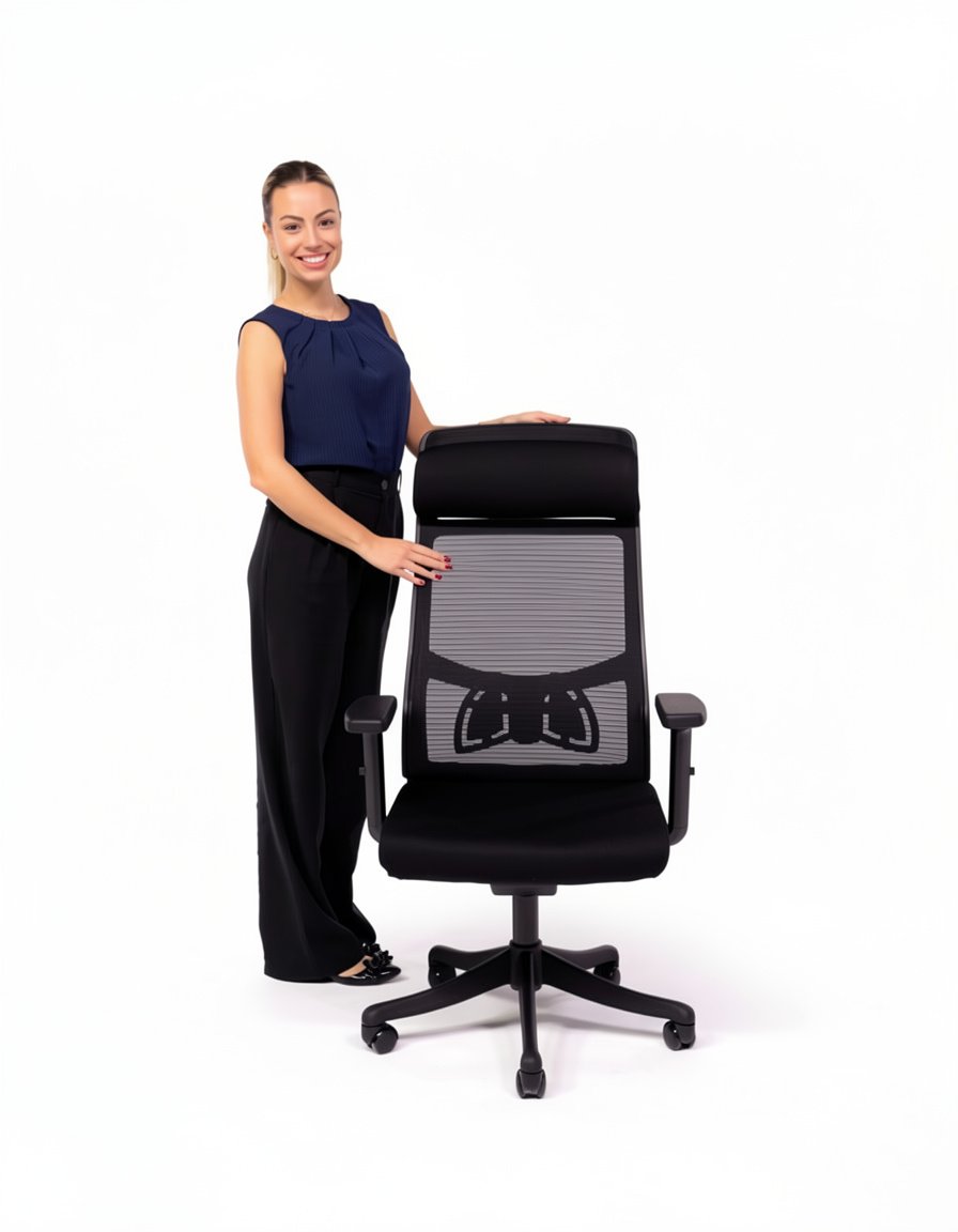 Cadeira Presidente Ultra E-9024 Syncron Espuma Preto - Imagem 7