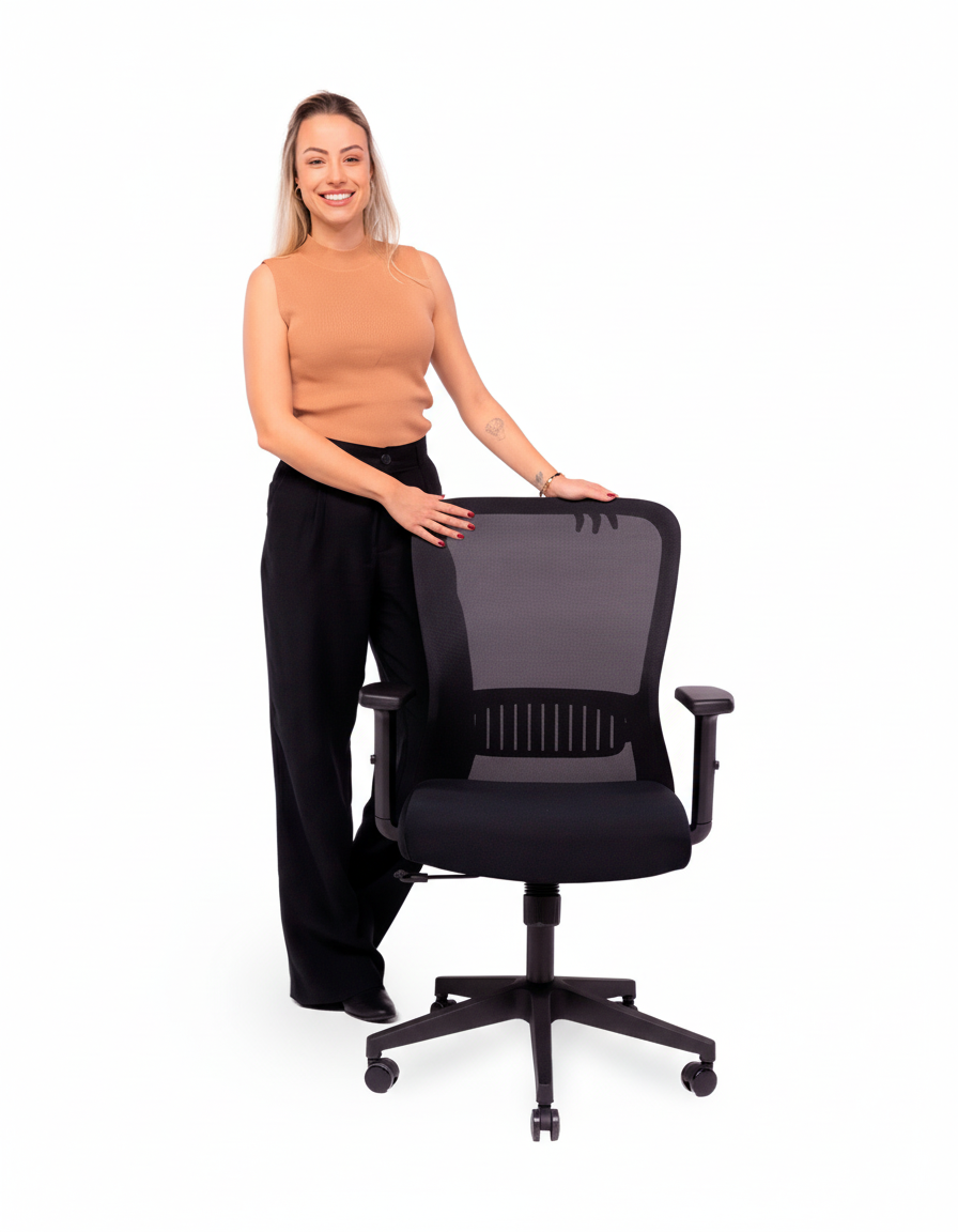 Cadeira Escritório Diretor 4018 Braço 2D Piramidal Relax Pto - Imagem 9