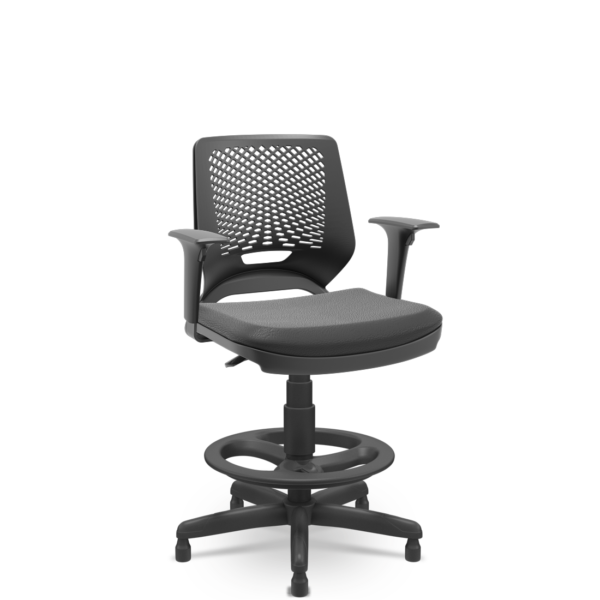 Cadeira Caixa Beezi Standard Plaxmetal Braços Reg Preta