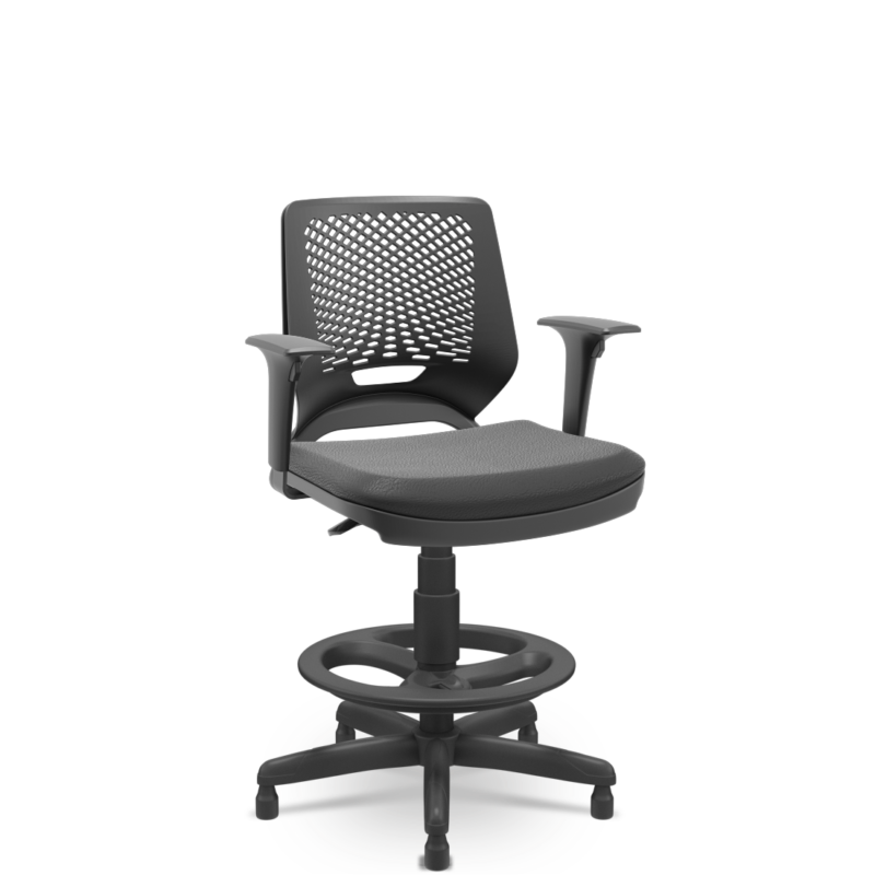 Cadeira Caixa Beezi Standard Plaxmetal Braços Reg Preta