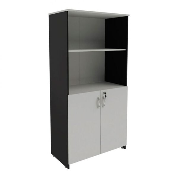 Armário Estante Escritório New City Cinza Preto Web Office