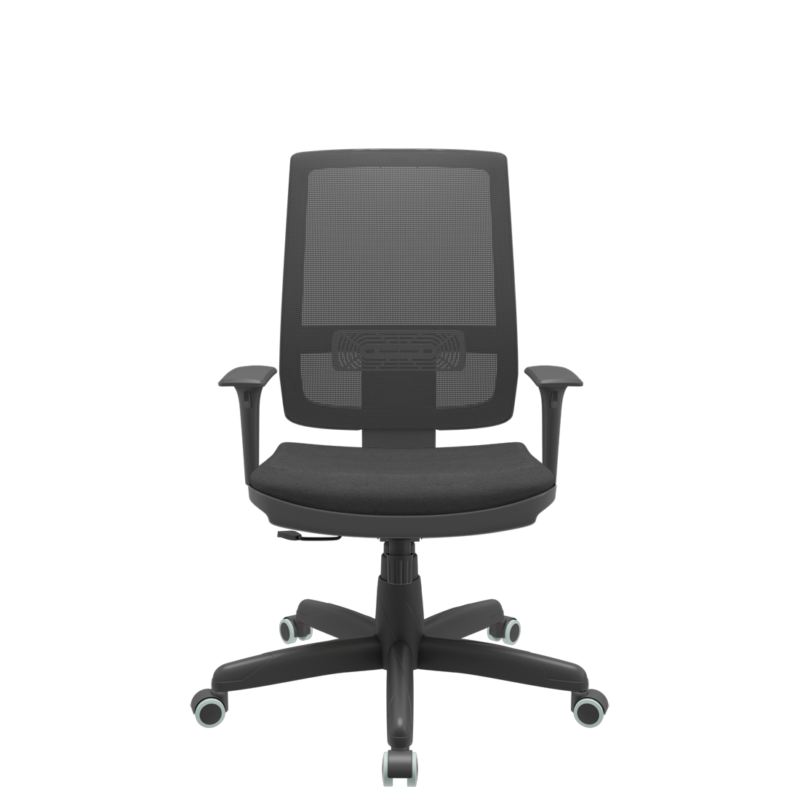 Cadeira Brizza NR17 Mecanismo Relax Braço 1D Poliéster Preto Plaxmetal