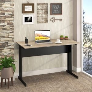 Mesa Escritório de 120cm Pé Metal Calvi com Preto Web Office