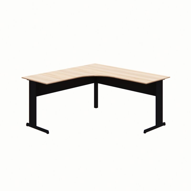 Mesa em L Angular 160 cm Escritório New City Pé Metal Calvi com Preto Web Office