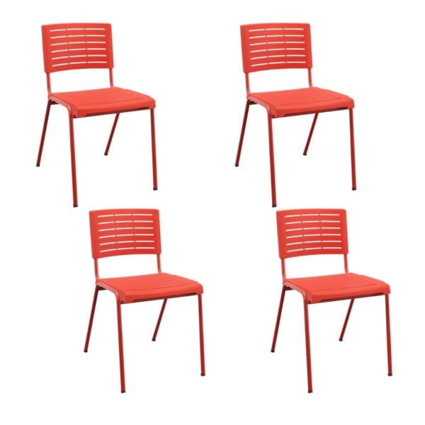 Kit 04 Cadeiras Fixa Multiuso Niala Plaxmetal NR17 Vermelho