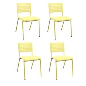 Kit 04 Cadeiras Fixas Multiuso Niala Plaxmetal Amarelo