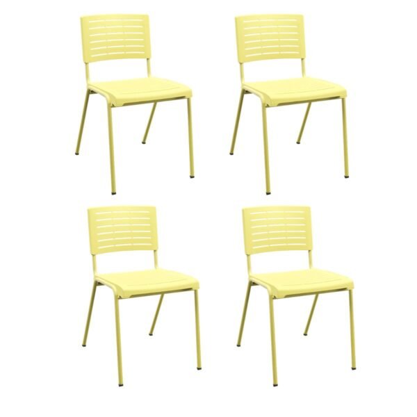 Kit 04 Cadeiras Fixas Multiuso Niala Plaxmetal Amarelo