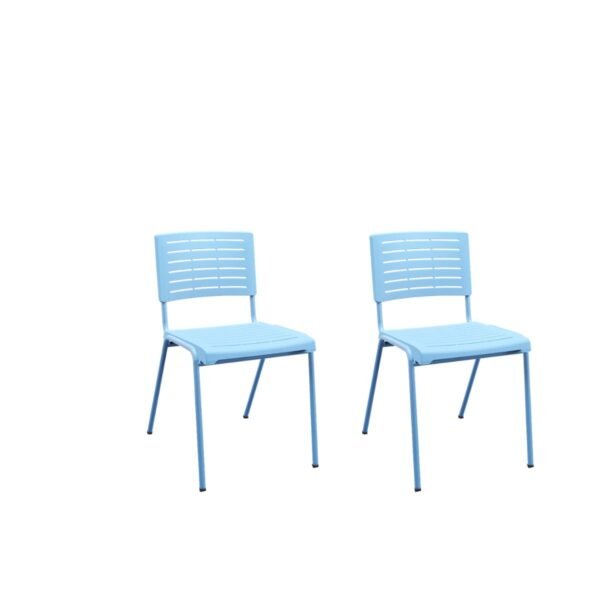 Kit 02 Cadeiras Fixa Multiuso Niala Plaxmetal Azul Celeste