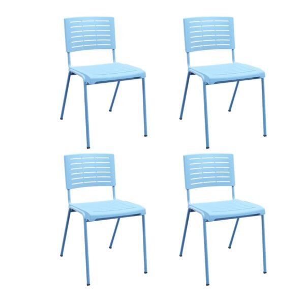 Kit 04 Cadeiras Fixa Multiuso Niala Plaxmetal Azul Celeste